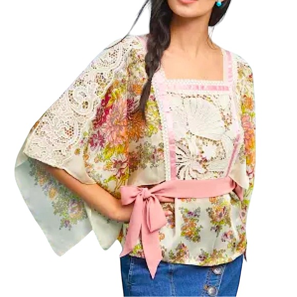 Anthropologie Tops - ANTHROPOLOGIE x TINY: Floral Lace Embellished Begonia Blouse -Size Small